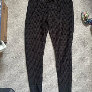 Black Textured Women's Leggings